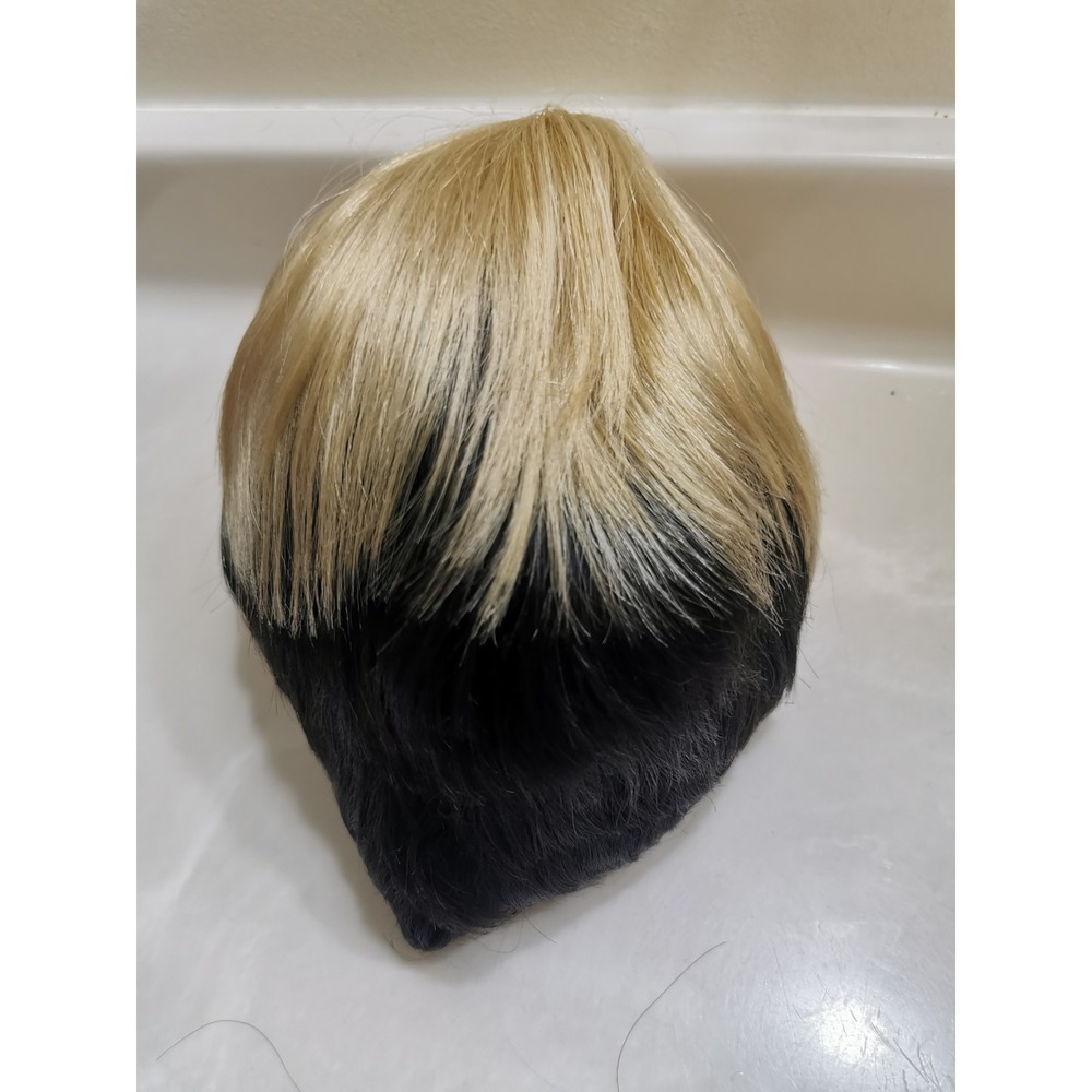 Short Ombre Blonde Black Human Hair Wig Pixie Cut Wigs Work Wig - Picture 14 of 16